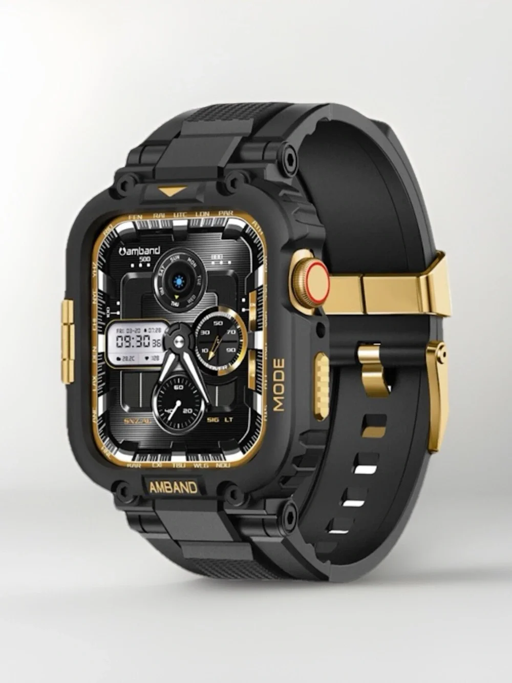 Smartwatch Band Rugged M1 Sports Series - Apple Watch Compatible - Black/Gold